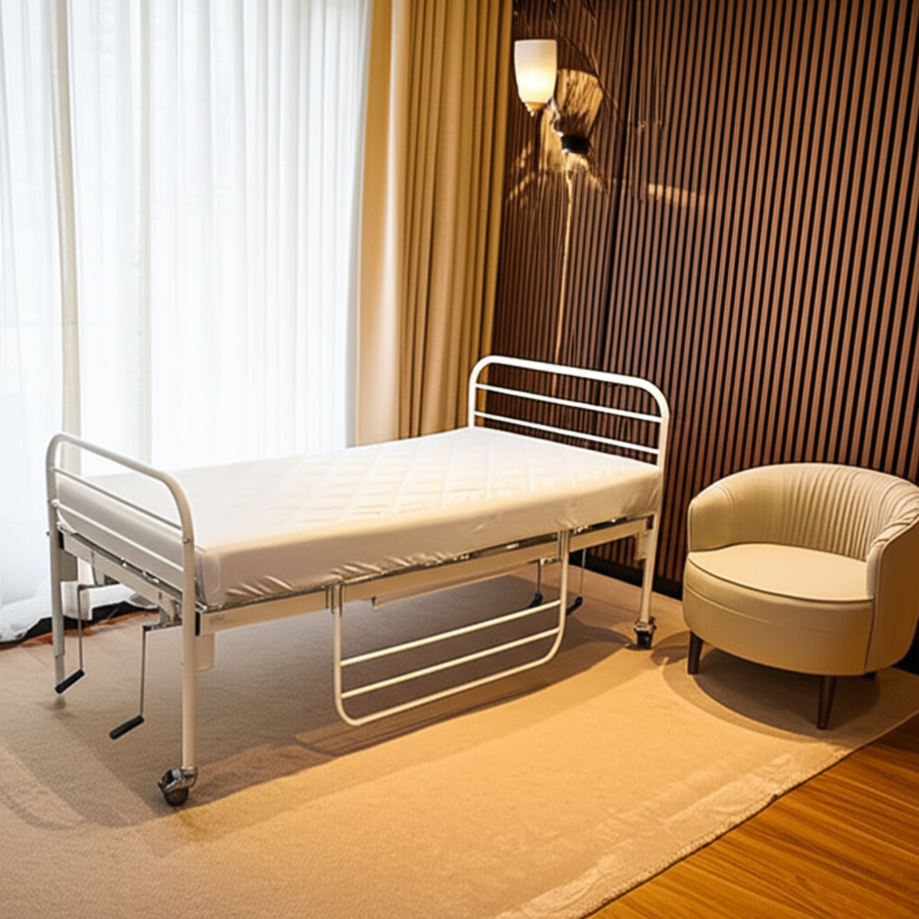 Cama hospitalar manual com colchão para cuidar de quem você ama em casa